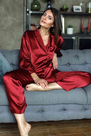 Arias Closet Saten Pijama Takım Kırmızı